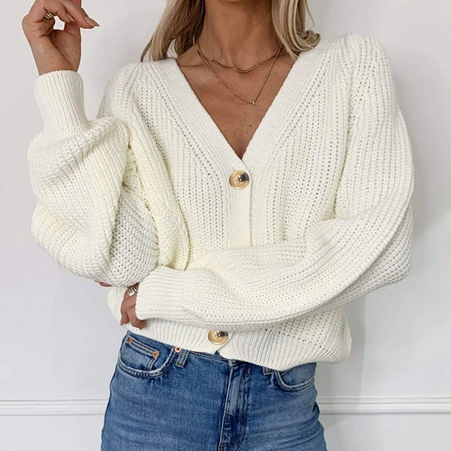 WW | STRICK-CARDIGAN MIT V-AUSSCHNITT