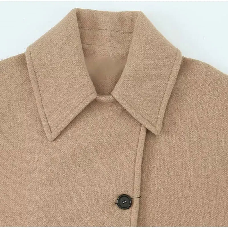 WW | Wolle-Mischung Cape Mantel - Elegant & Schick - Minimalistischer Stil - Raffinierte Schichtung