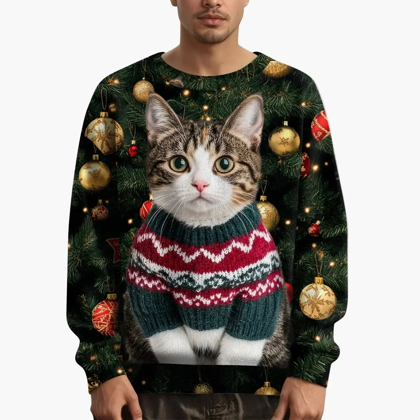 WW | Weihnachtspullover mit Katzenmotiv und festlichem Design - Lustiger Weihnachts-Sweater für Weihnachten und Winter