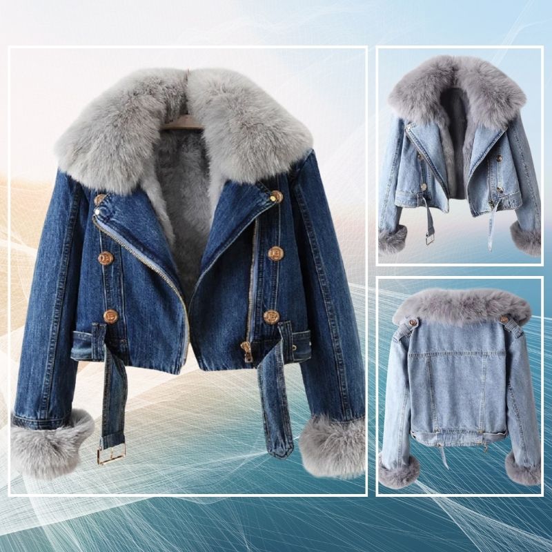 WW | Casual denim jacket with fur
