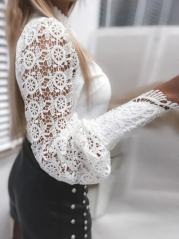 WW | Collar Lace Patchwork Blouse