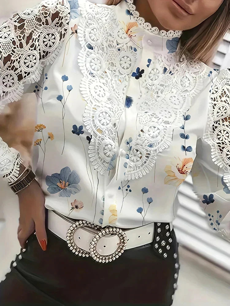 WW | Collar Lace Patchwork Blouse