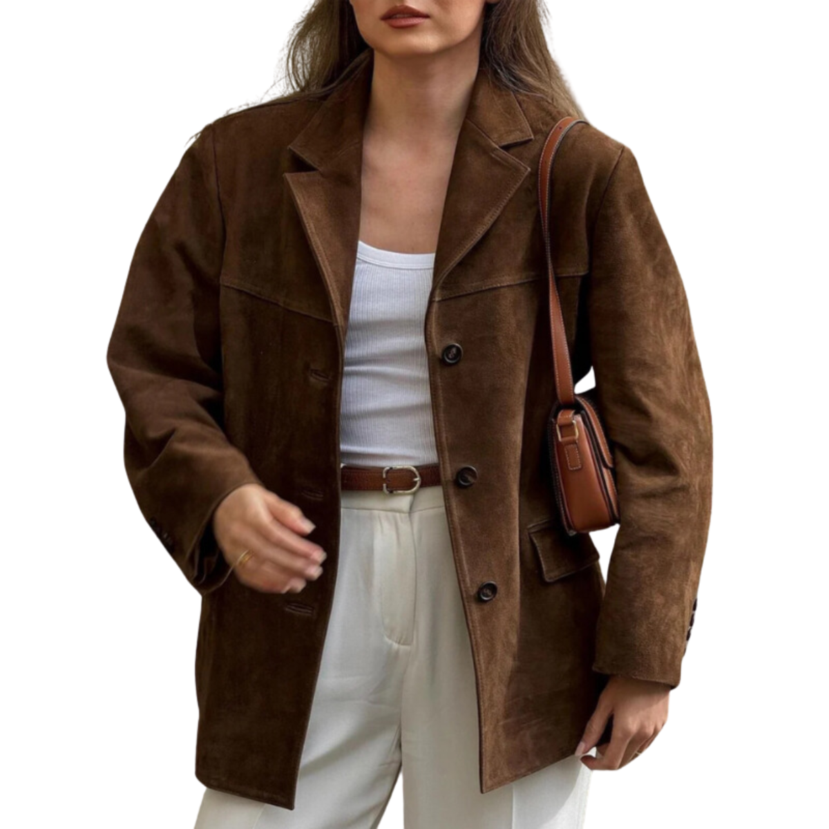 WW | Oversized Suede Jacket with Turn-Down Collar Alina