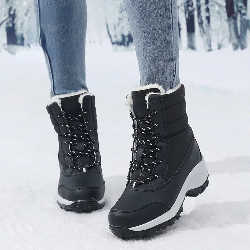 WW | Damen Winterstiefel wasserdicht mit Plattform und Pelzfutter