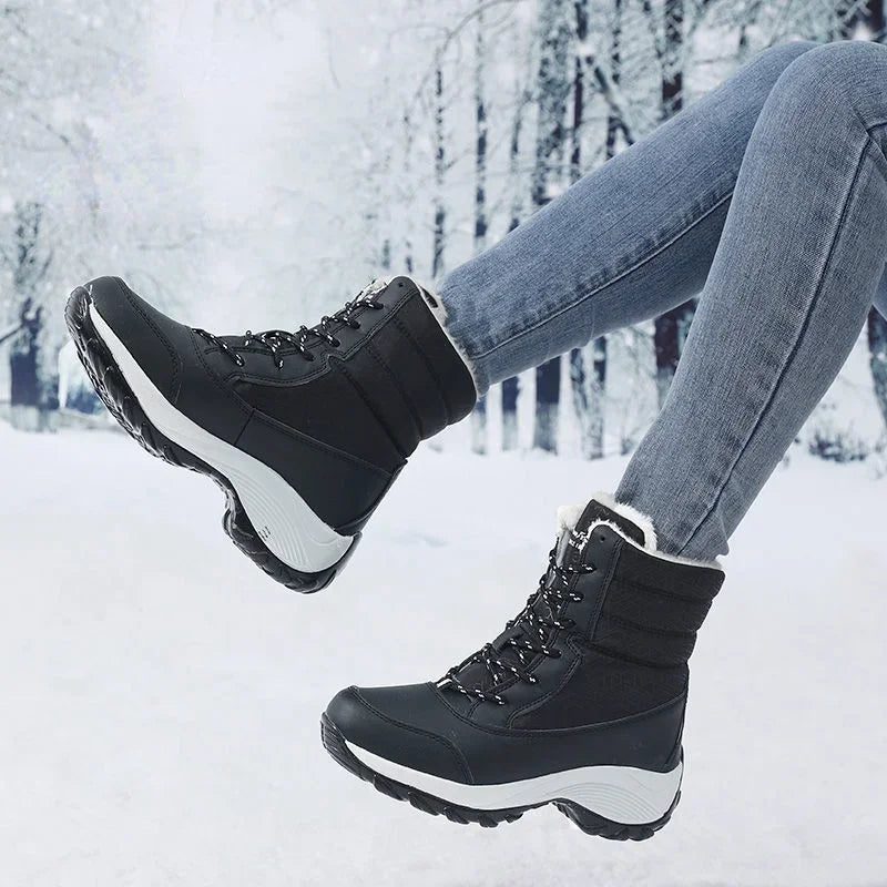 WW | Damen Winterstiefel wasserdicht mit Plattform und Pelzfutter