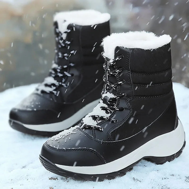 WW | Damen Winterstiefel wasserdicht mit Plattform und Pelzfutter