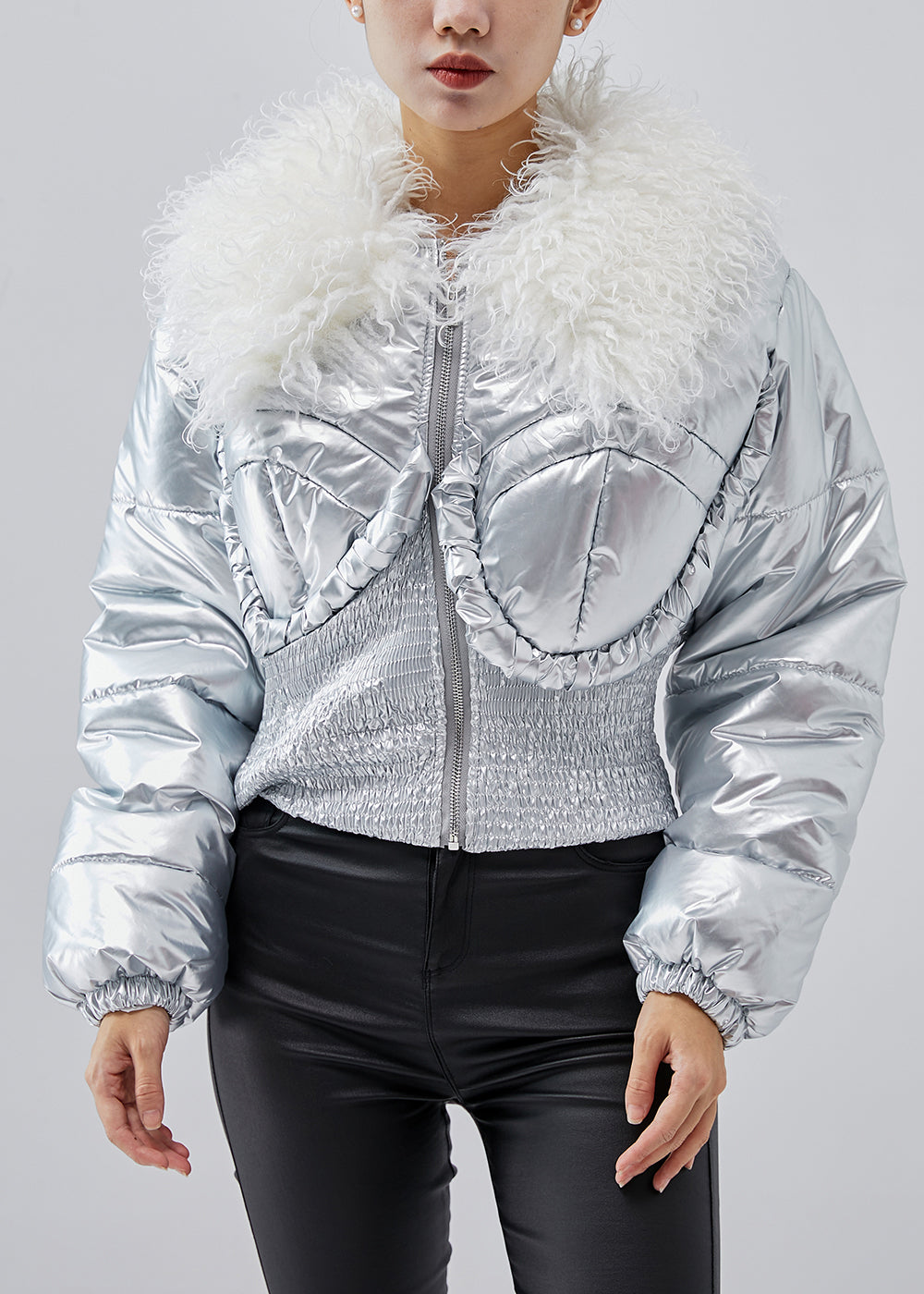 WW | Thick Fine Cotton-Filled Short Jackets Elastic Waist Winter