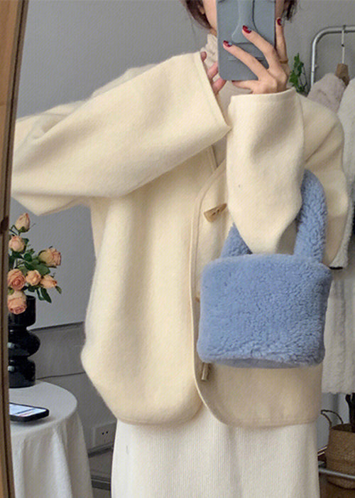 WW | Beige V-neck Button Knit Cotton Coats