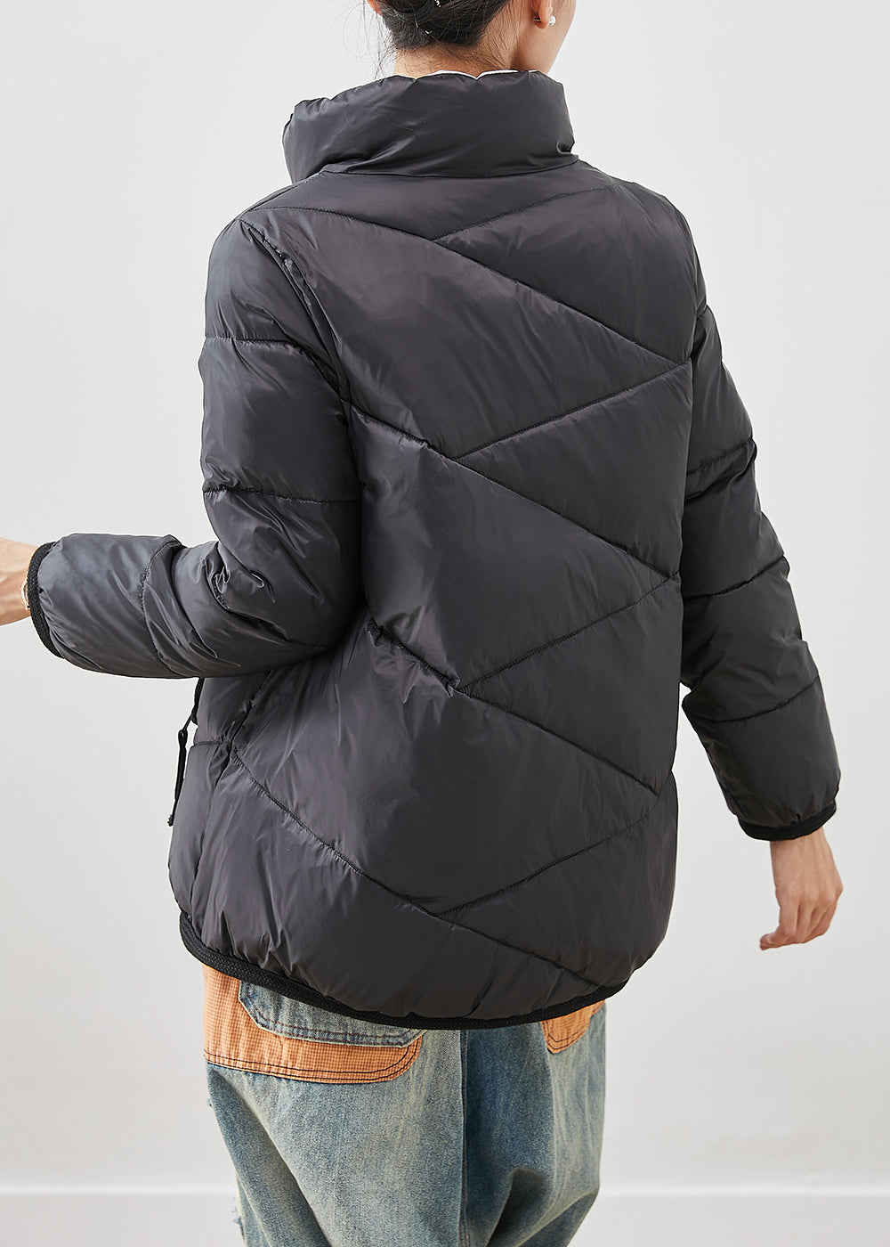 WW | Black Zipper Duck Down Jackets Winter