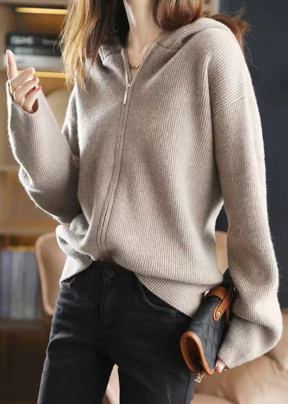 WW | Marine Zip Up Patchwork Hooded Cardigans