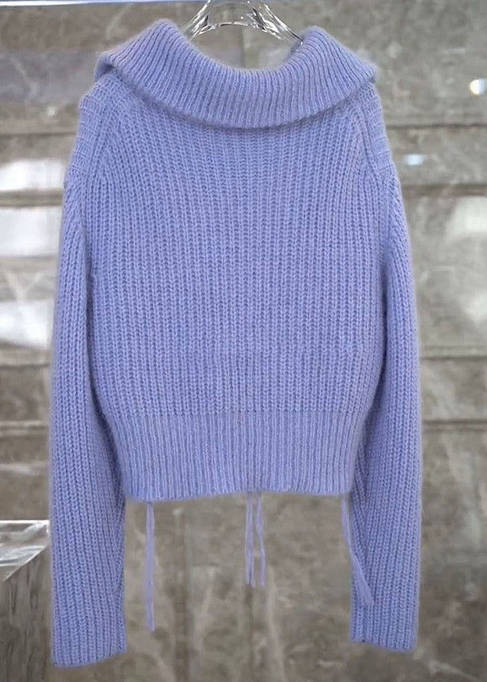 WW | Purple Zipper Pockets Patchwork Knitted Coats
