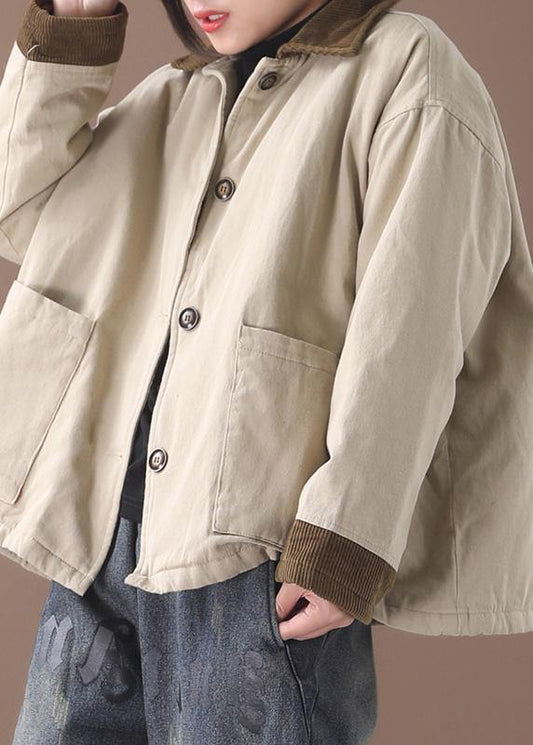 WW | beige Feine Kranichmäntel Arbeitsrevers Patchwork-Outwear