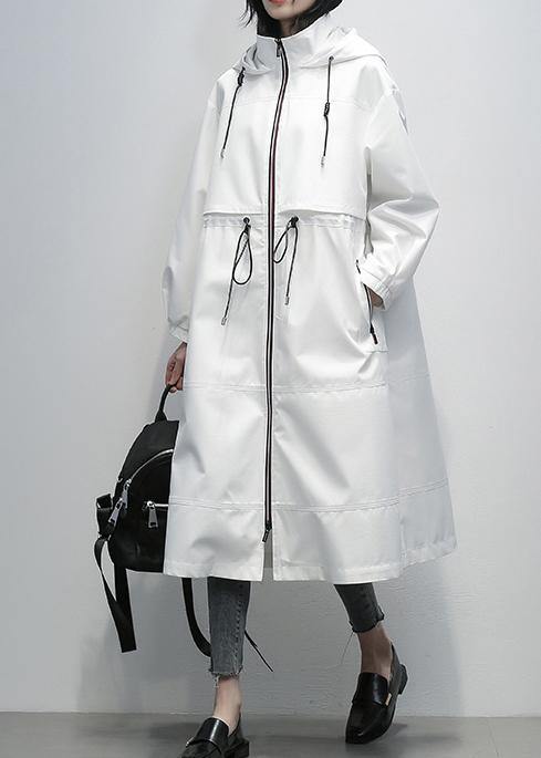 WW | Kapuzenjacke mit Reißverschluss für Damen weiße kurze Mäntel