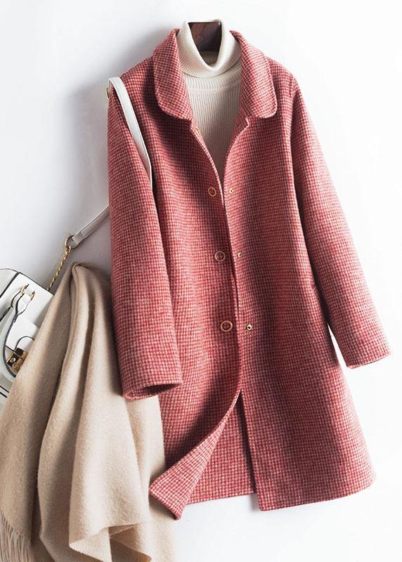 WW | Revers Taschen Mode Trenchcoat rosa Karomuster Boxjacken