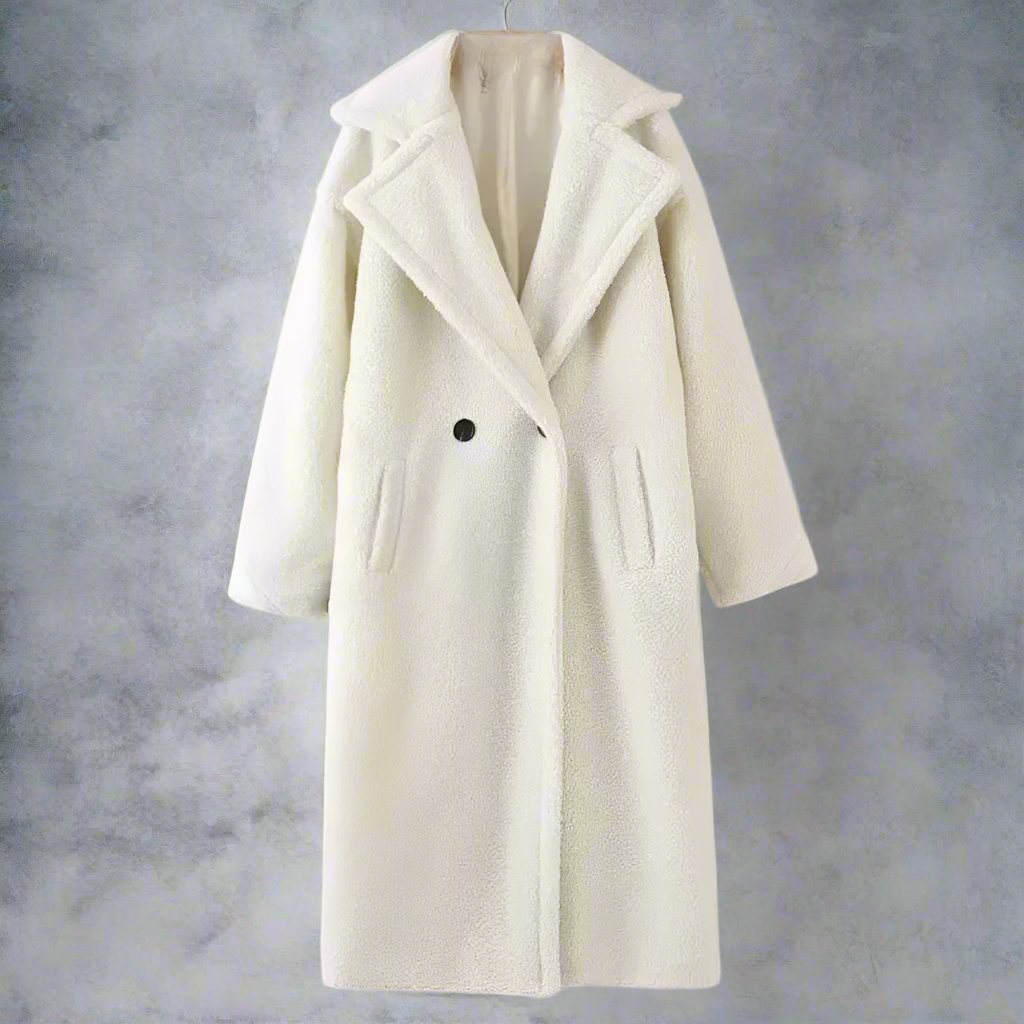 WW | Long Oversized Cut Soft Teddy Fleece Lapel Collar Warm And Comfortable