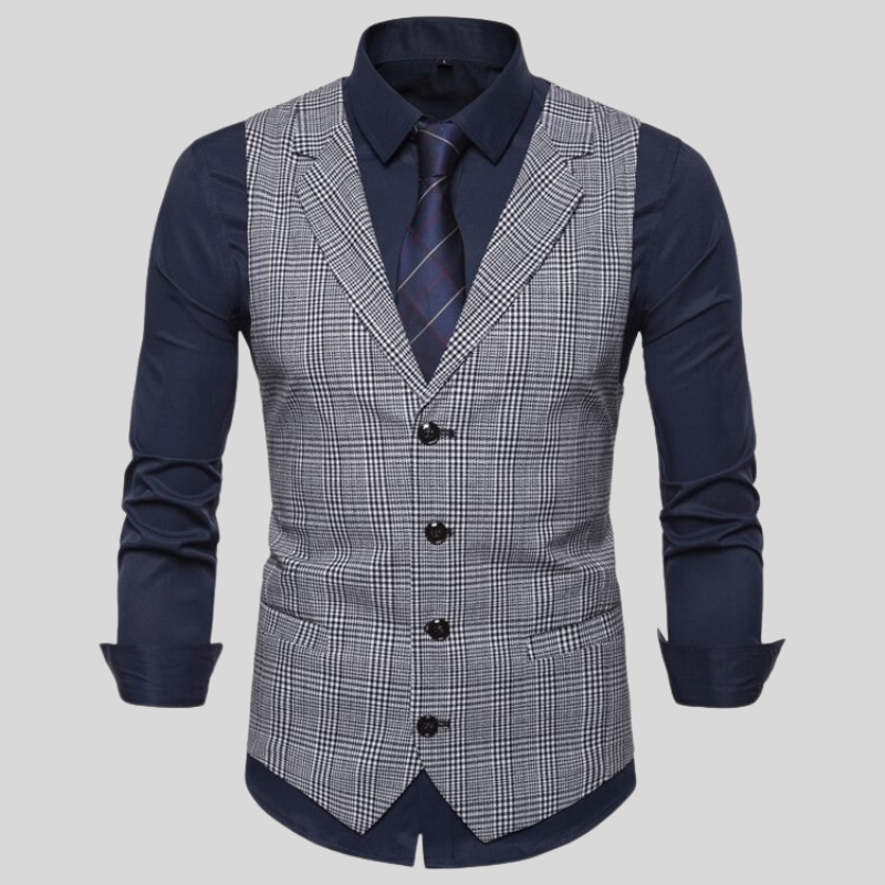 WW | Weste Klassisches Karomuster Slim Fit Formal Und Smart Lässig