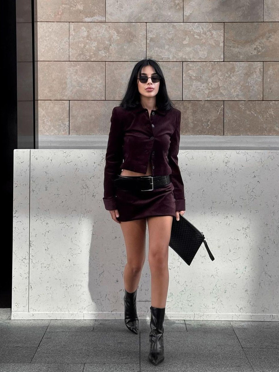 WW | Jacke & kurzes Rock mit Gürtel Koordinationsset