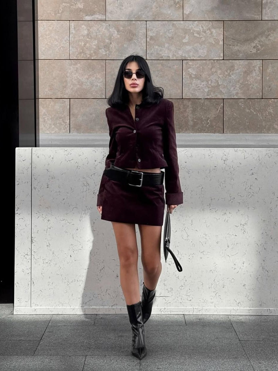 WW | Jacke & kurzes Rock mit Gürtel Koordinationsset