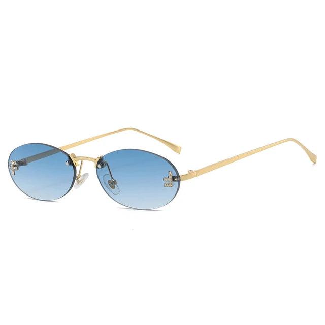 WW | Ovale Sonnenbrille Mit Goldenen Akzenten Und Subtilen Steinen