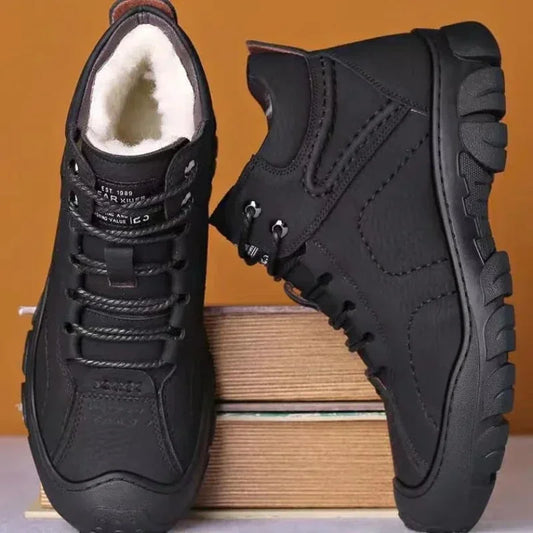 WW | Men's Waterproof Leather Winter Boots with Non-Slip Sole