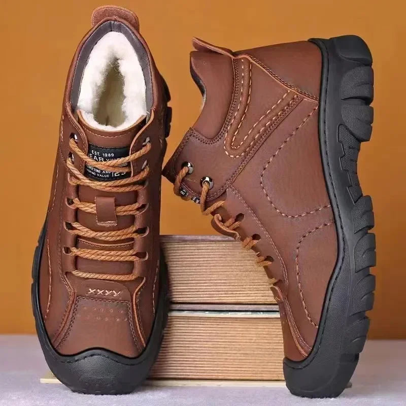 WW | Herren Winterstiefel aus wasserdichtem Leder mit rutschfester Sohle