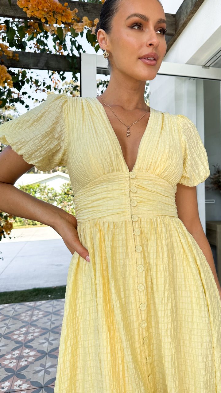 WW | V Ausschnitt Puffärmel Maxikleid Sommerkleider