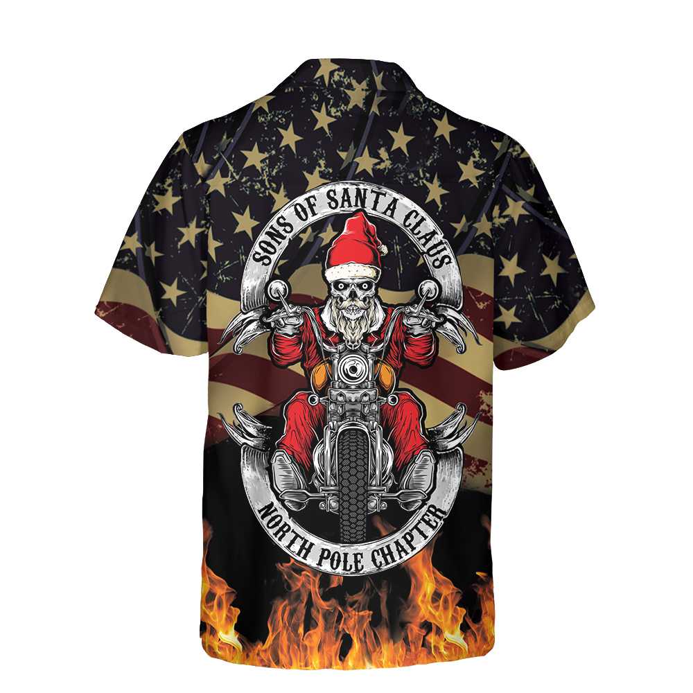 WW | Sons Of Santa Claus Nordpol Kapitel Weihnachts Hawaiian Shirt, Motorradliebhaber Geschenk zu Weihnachten