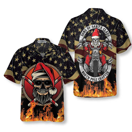 WW | Sons Of Santa Claus North Pole Chapter Christmas Hawaiian Shirt, Motorcycle Lover Gift for Christmas