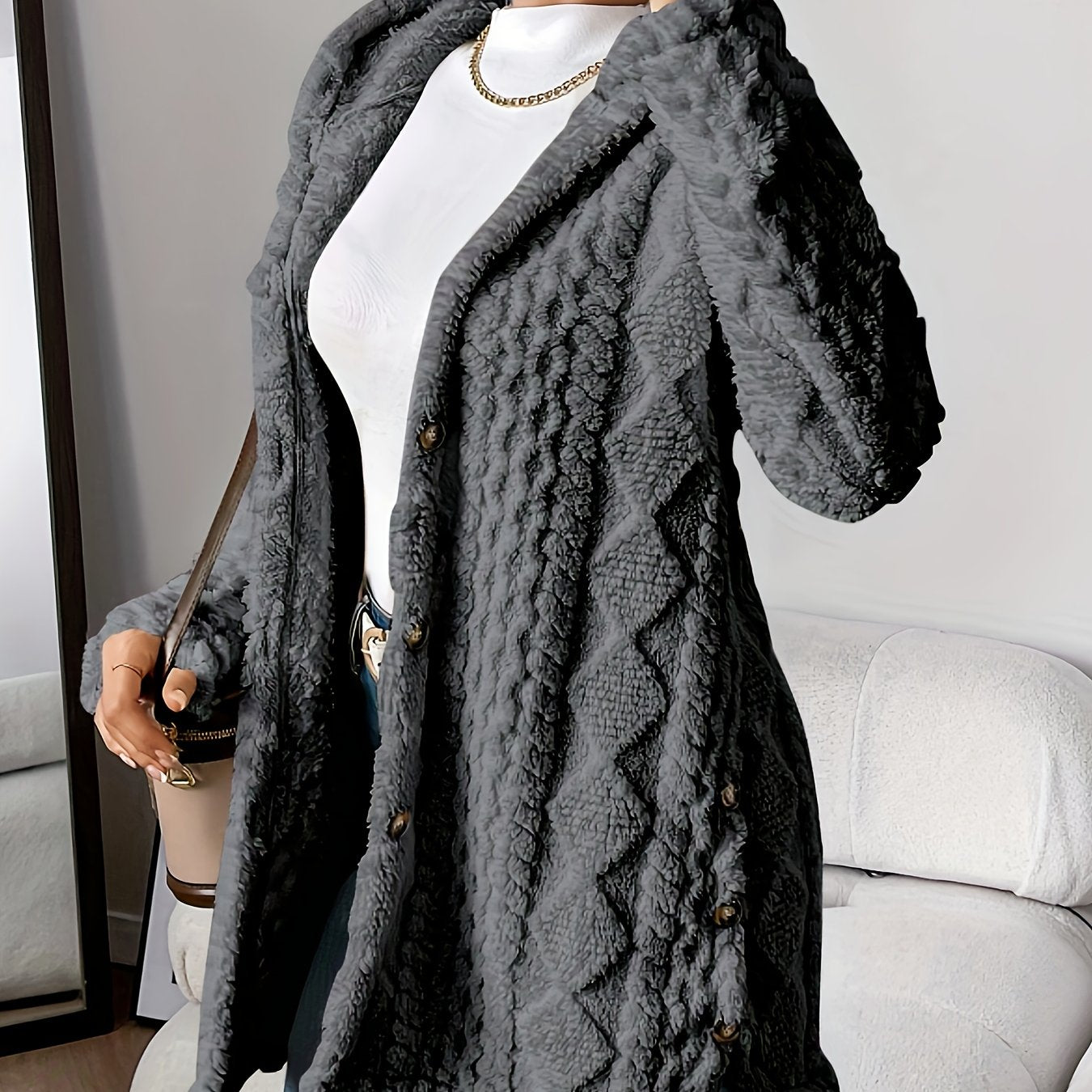 WW | Women's Teddy Jacket with Hood and Button Closure
