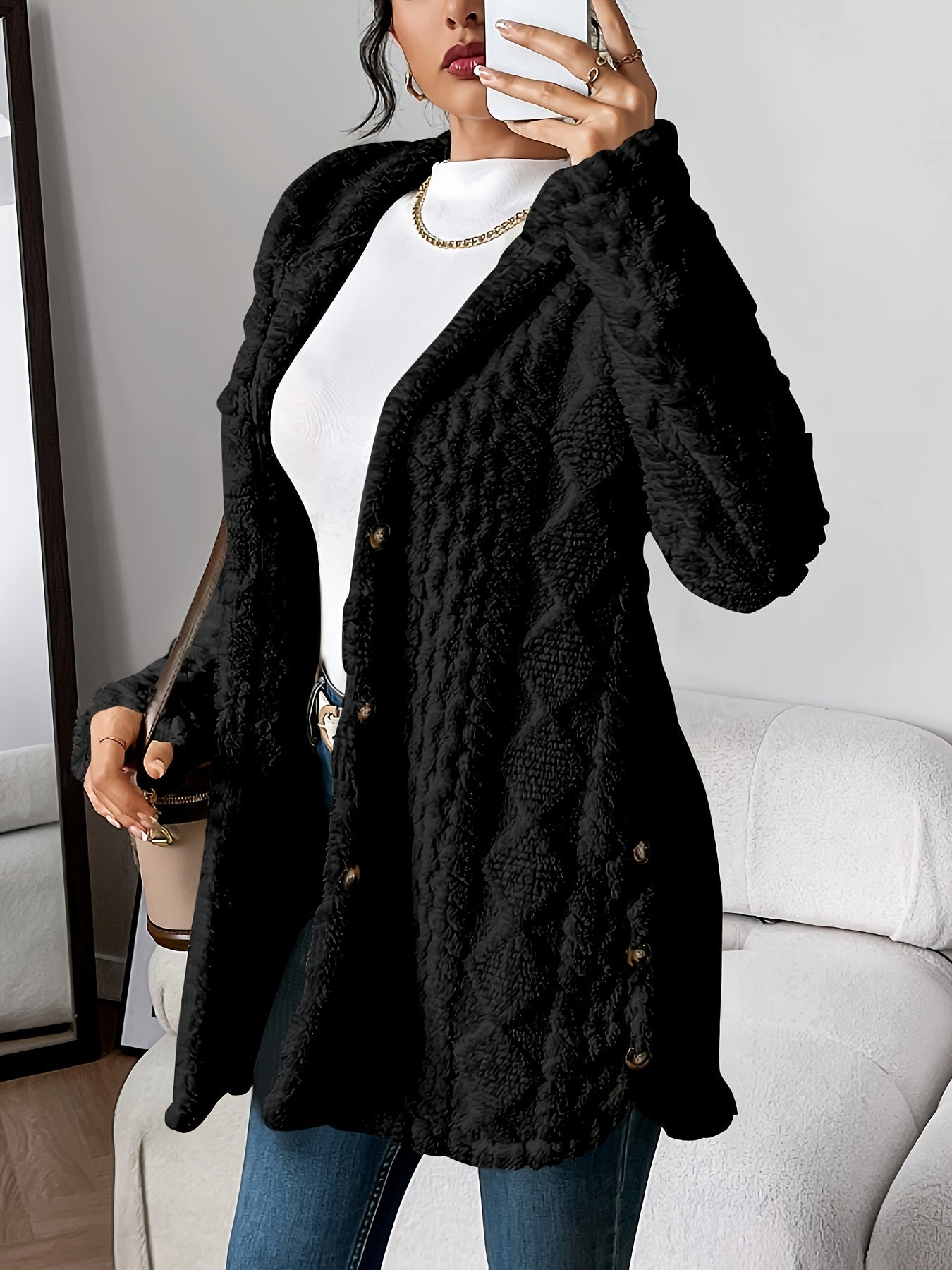WW | Women's Teddy Jacket with Hood and Button Closure