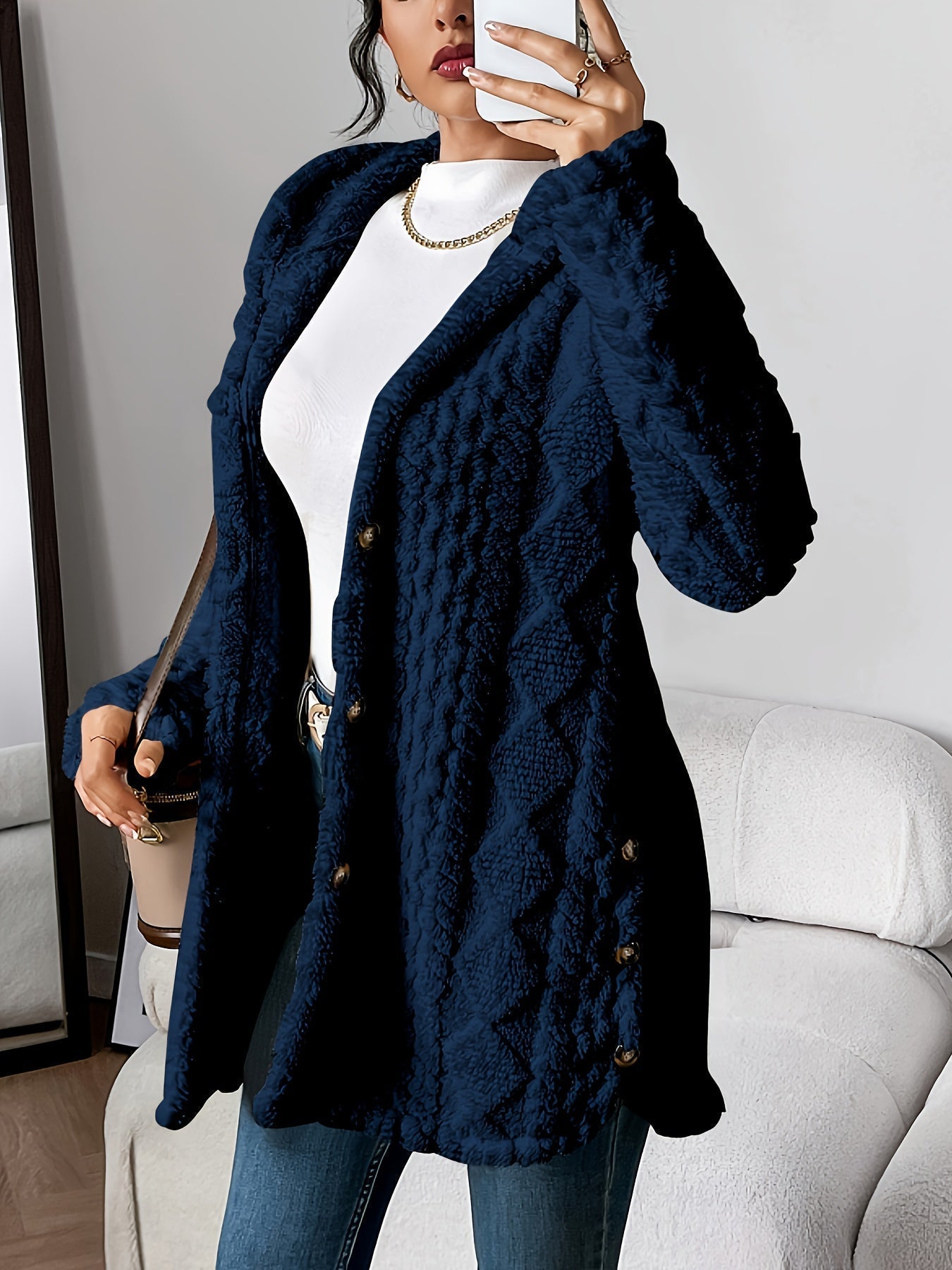 WW | Women's Teddy Jacket with Hood and Button Closure