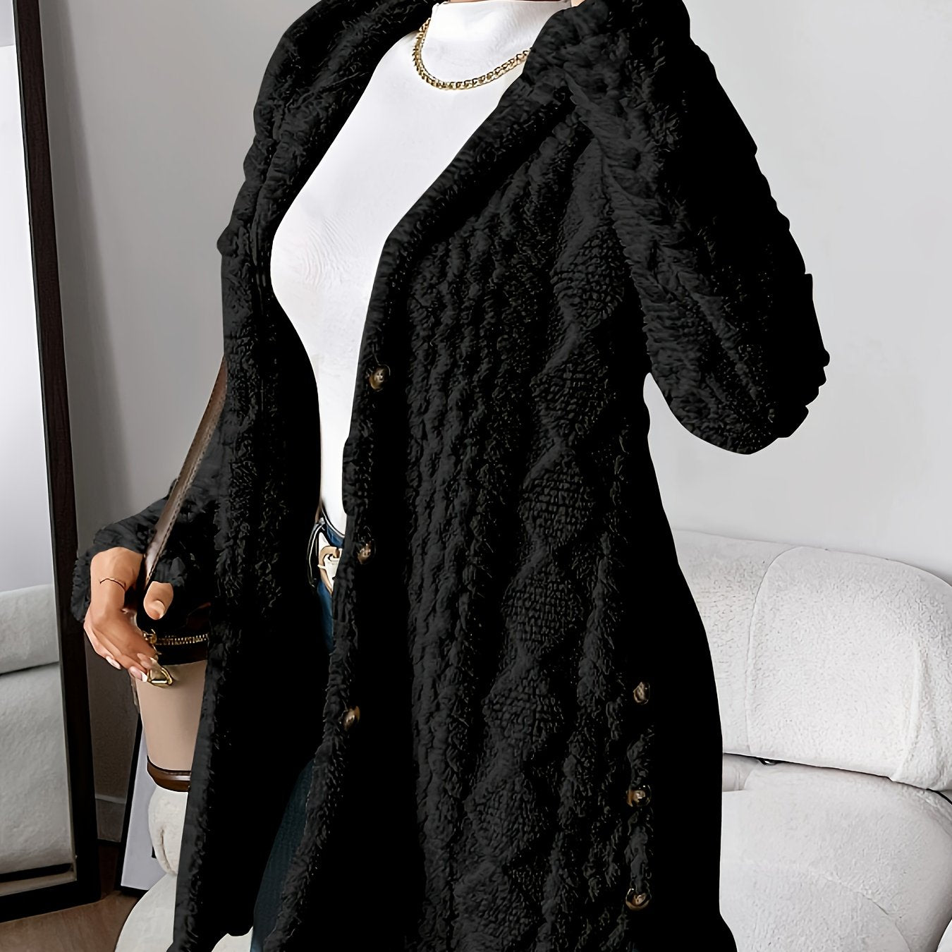 WW | Women's Teddy Jacket with Hood and Button Closure