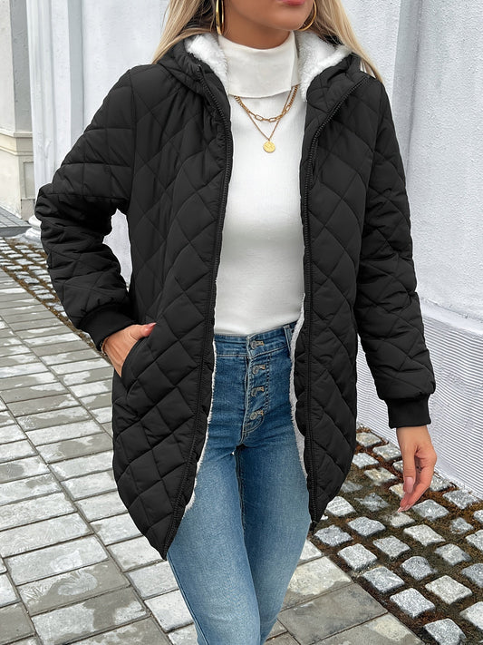 WW | Damen Wattierte Pufferjacke mit Reißverschluss und Kunstfellfutter