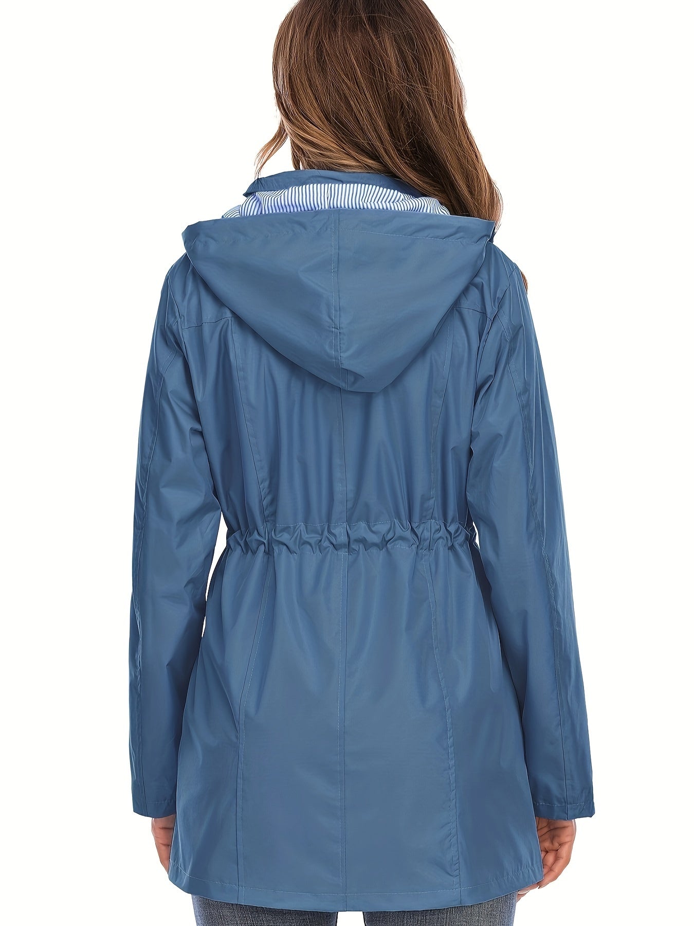 WW | Mid-Length Hooded Raincoat with Zipper for City & Rain