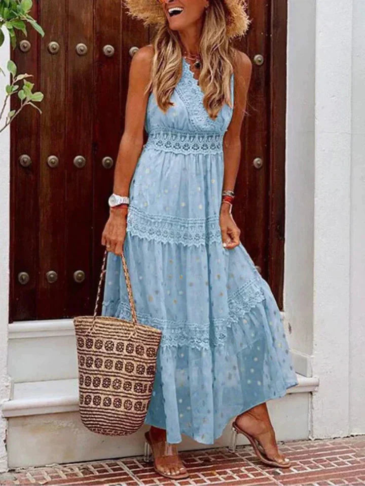 WW | Ärmellos V-Ausschnitt Maxikleid Sommerkleid