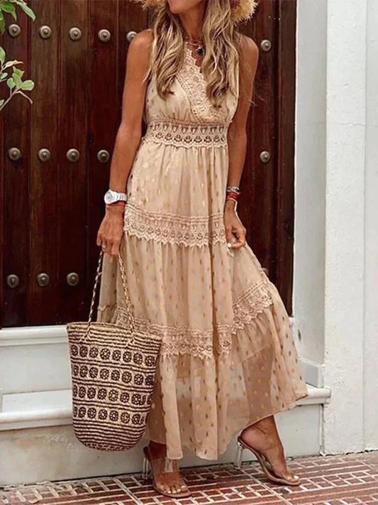 WW | Ärmellos V-Ausschnitt Maxikleid Sommerkleid