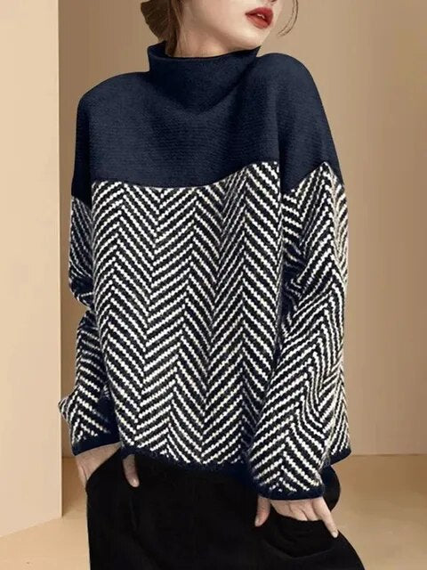 WW | Geteilter Weicher Pullover mit mittlerem Kragen