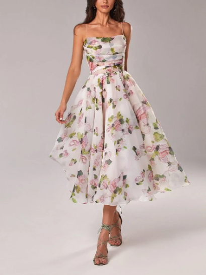 WW | Asymmetric dress with printed belt