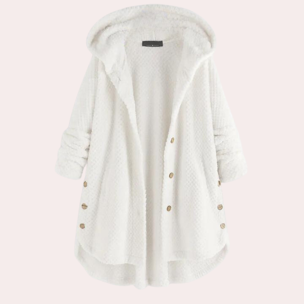 WW | Damen Warme Fleece Jacke mit Kapuze und Langen Ärmeln