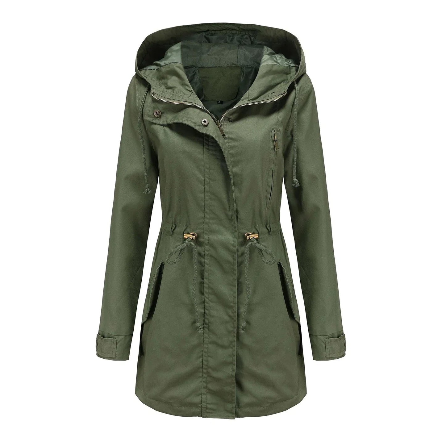 WW | Damen Regenjacke mit Kapuze und verstellbarem Bund