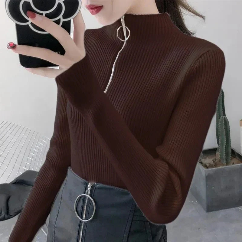 WW | Women's Zip-Up Jumper with High Collar