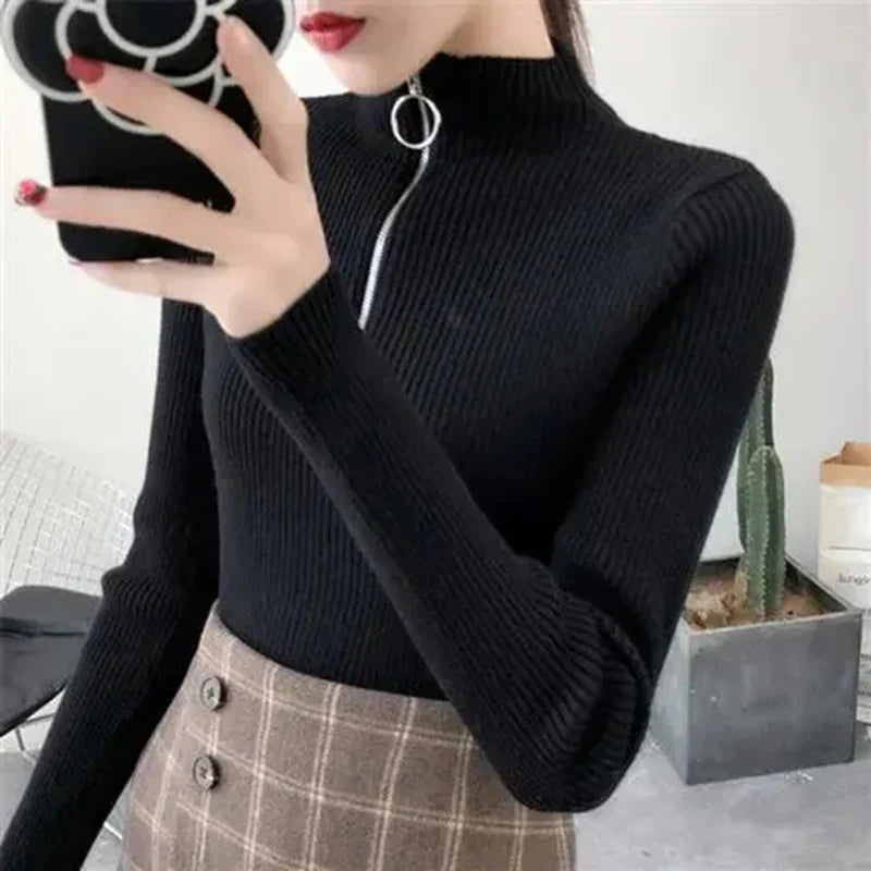 WW | Women's Zip-Up Jumper with High Collar
