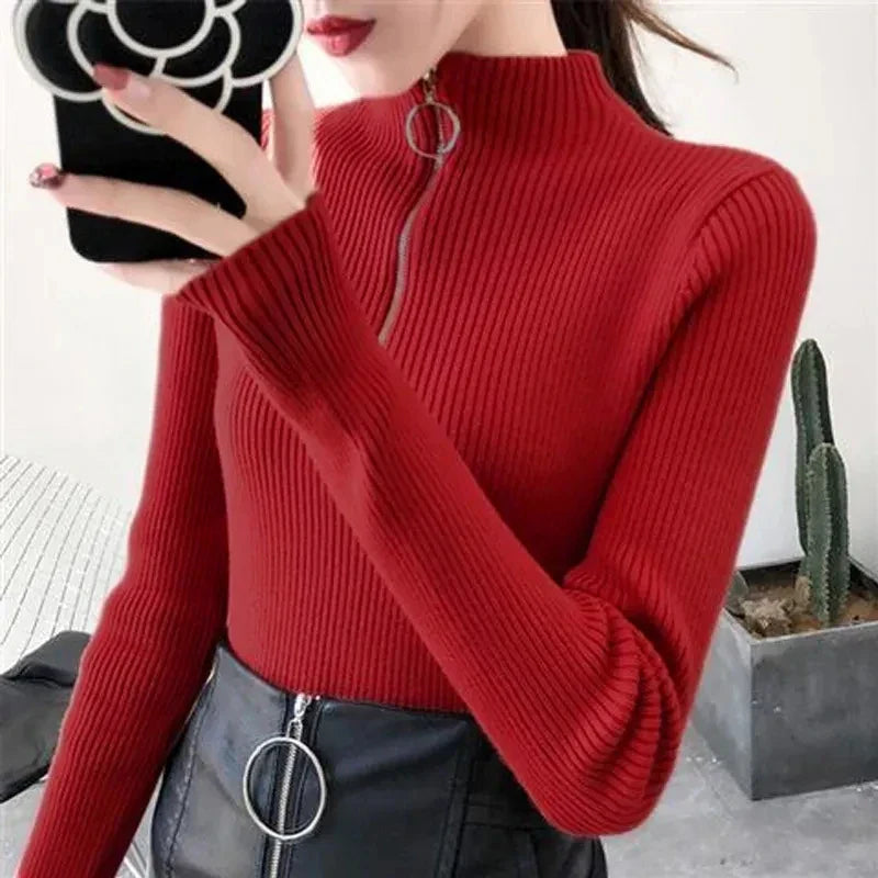 WW | Women's Zip-Up Jumper with High Collar