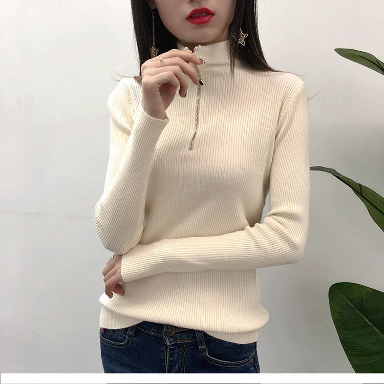 WW | Women's Zip-Up Jumper with High Collar