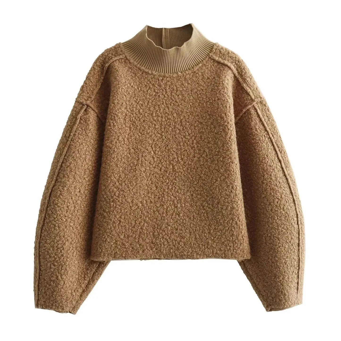 WW | Strukturierter Rollkragenpullover für Damen aus Boucle-Strick