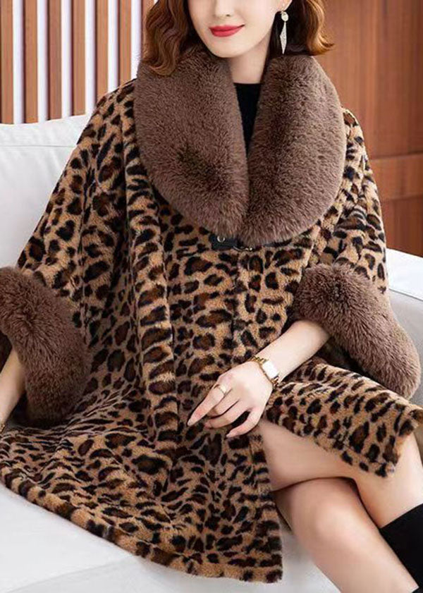 WW | Leopard Peter Pan Collar Patchwork Minky Velvet Coats Winter