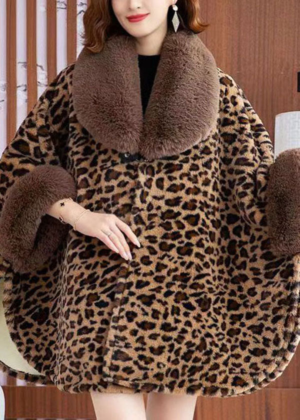 WW | Leopard Peter Pan Collar Patchwork Minky Velvet Coats Winter