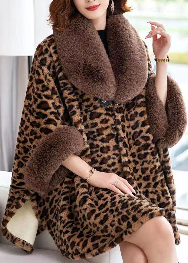 WW | Leopard Peter Pan Collar Patchwork Minky Velvet Coats Winter