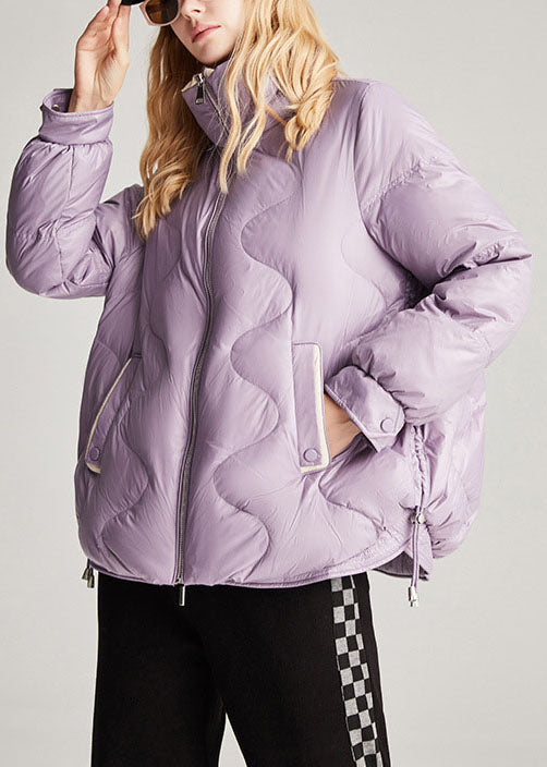 WW | Purple Pockets Drawstring Casual Winter Duck Down Winter Coats