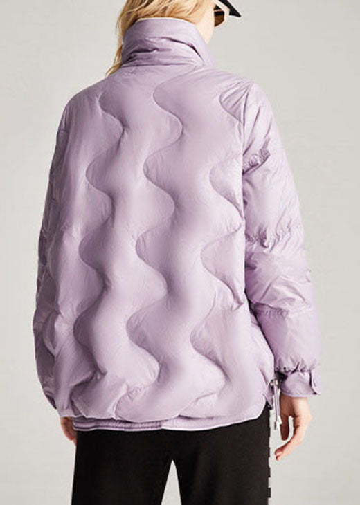 WW | Purple Pockets Drawstring Casual Winter Duck Down Winter Coats